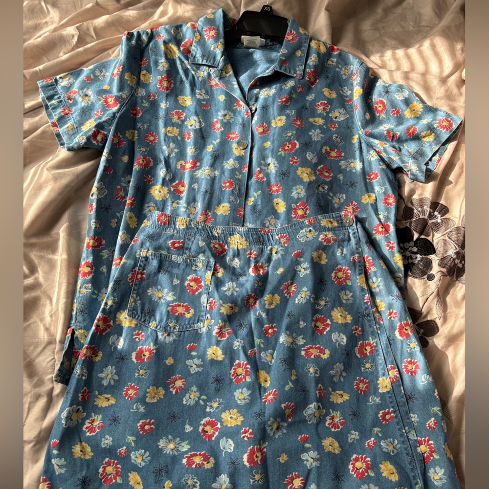 Vintage Matching Skort Set, Jean Floral Print Top and Skort